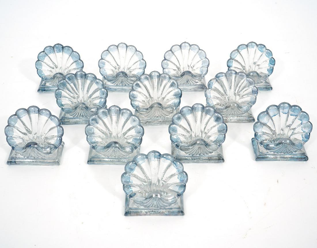 12 Pressed Glass Shell Shaped Place Card Holder (1 of 7)