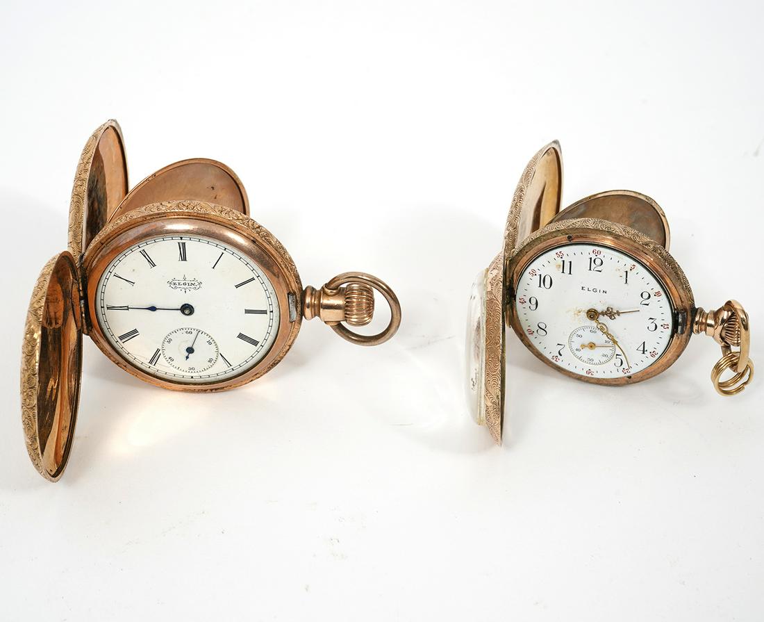 Two Elgin Gold-Plated Etched Pocket Watches (1 of 14)