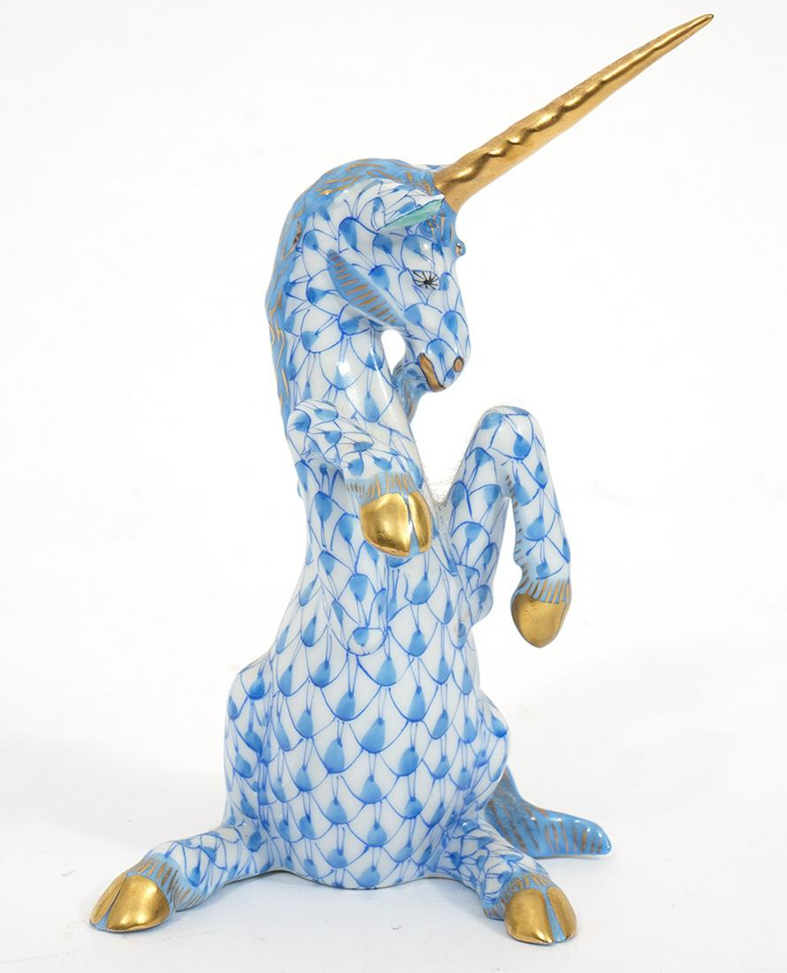 Herend Blue Fishnet Unicorn Figure (1 of 6)