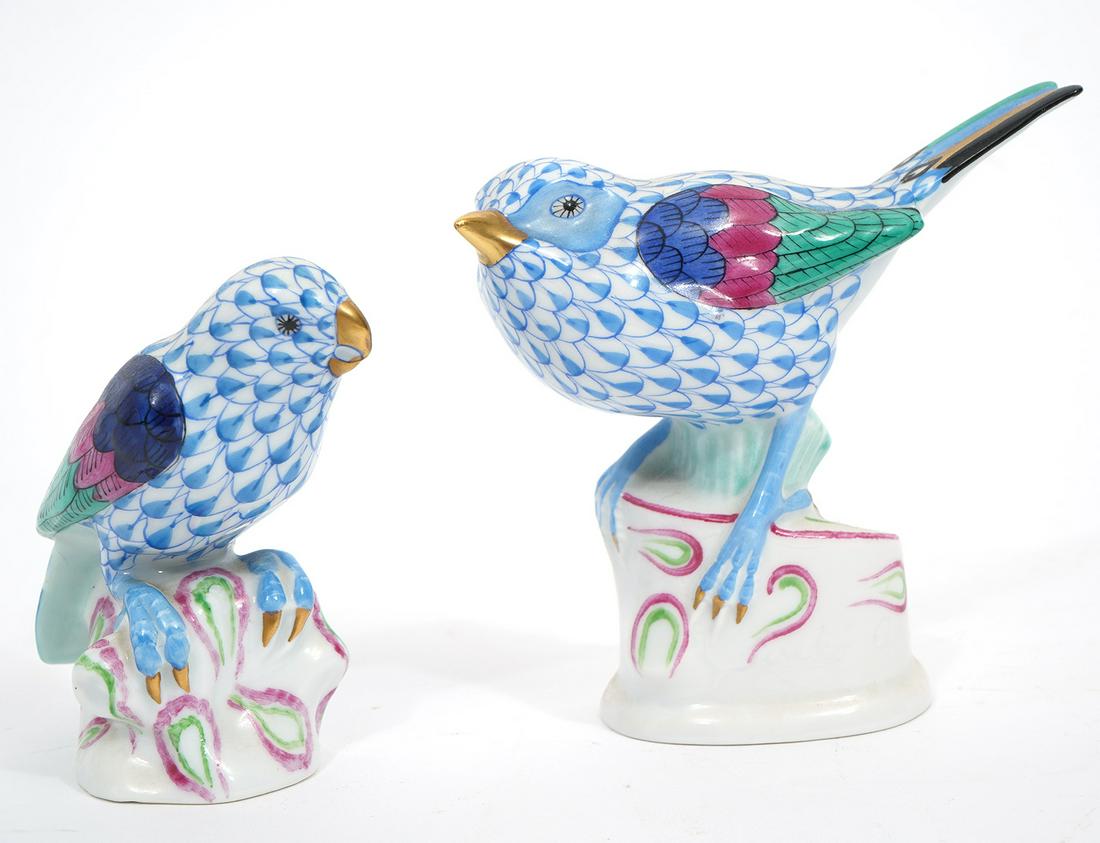 Two Herend Blue Fishnet Bird Figures (1 of 6)