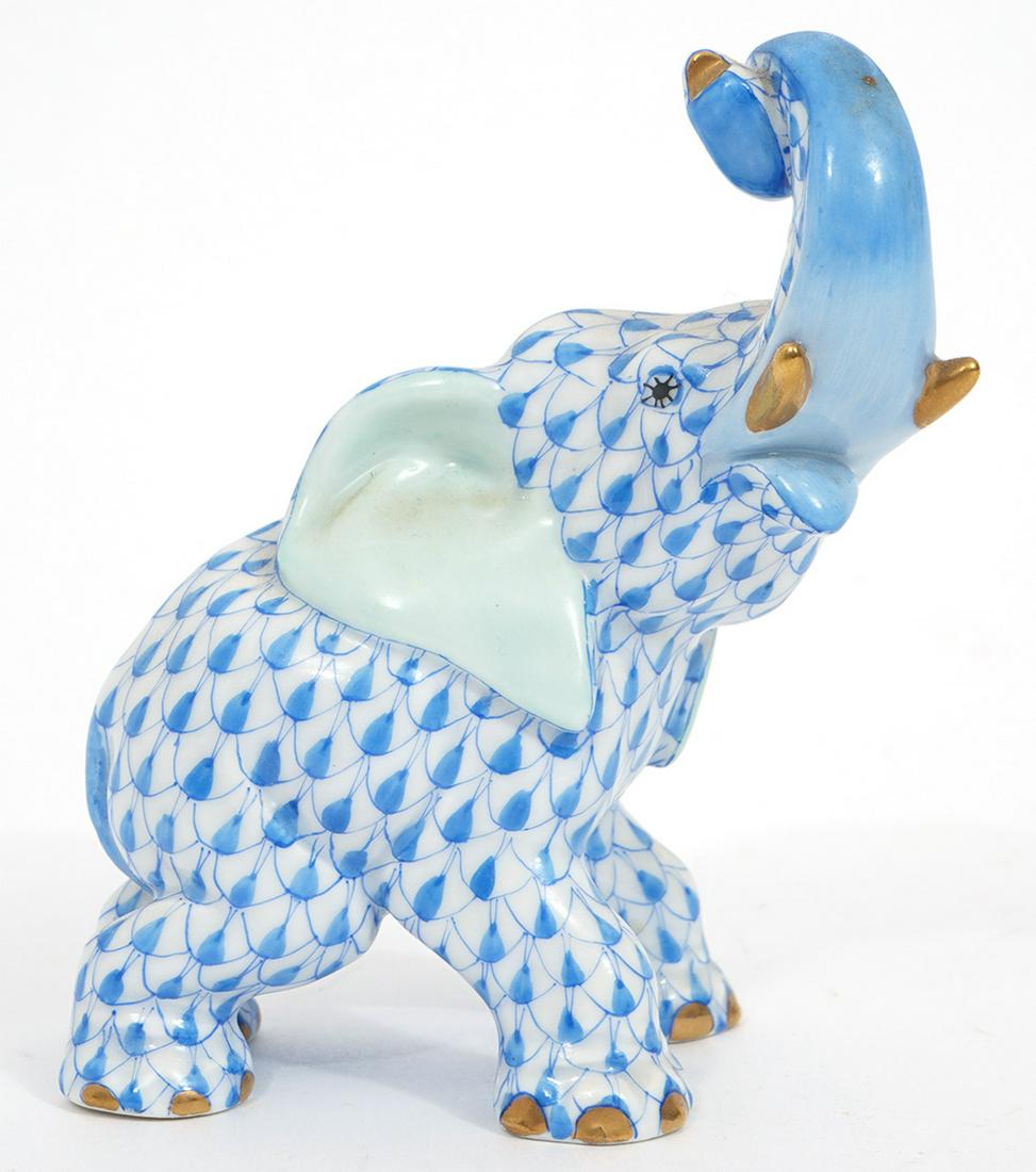 Herend Blue Fishnet Elephant Figure (1 of 6)