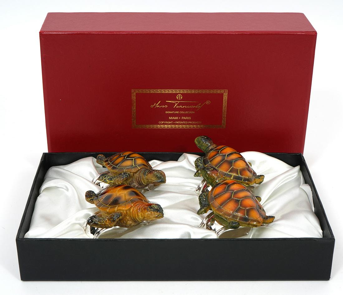 4 Hans Turnwald Turtle Napkin Rings W/Box (1 of 4)