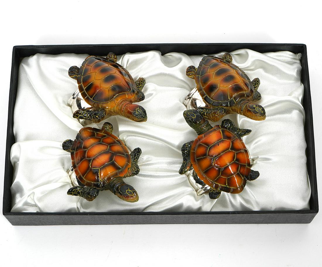 4 Hans Turnwald Turtle Napkin Rings W/Box (1 of 6)