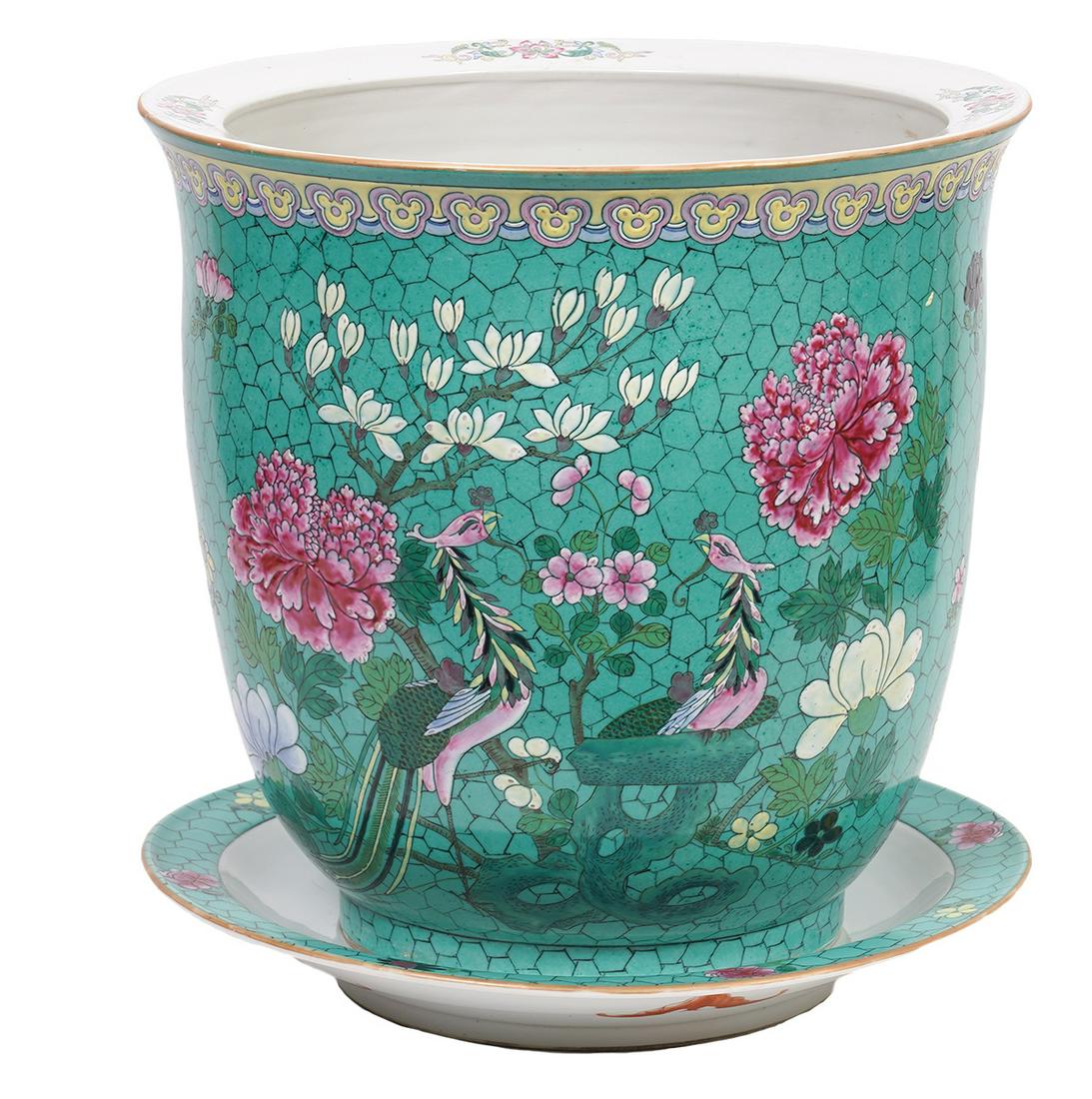 Chinese Porcelain Large Planter & Underplate (1 of 10)