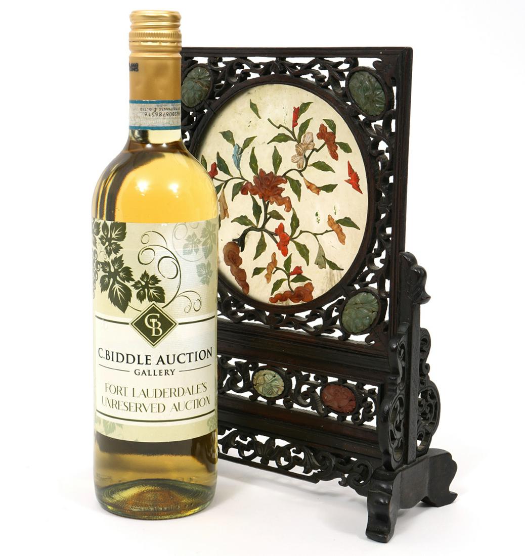 Chinese Carved Stone and Wood Table Screen (1 of 8)