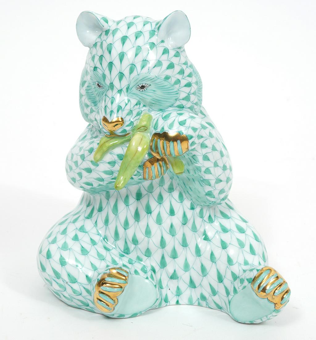 Herend Green Fishnet Porcelain Panda Bear (1 of 6)