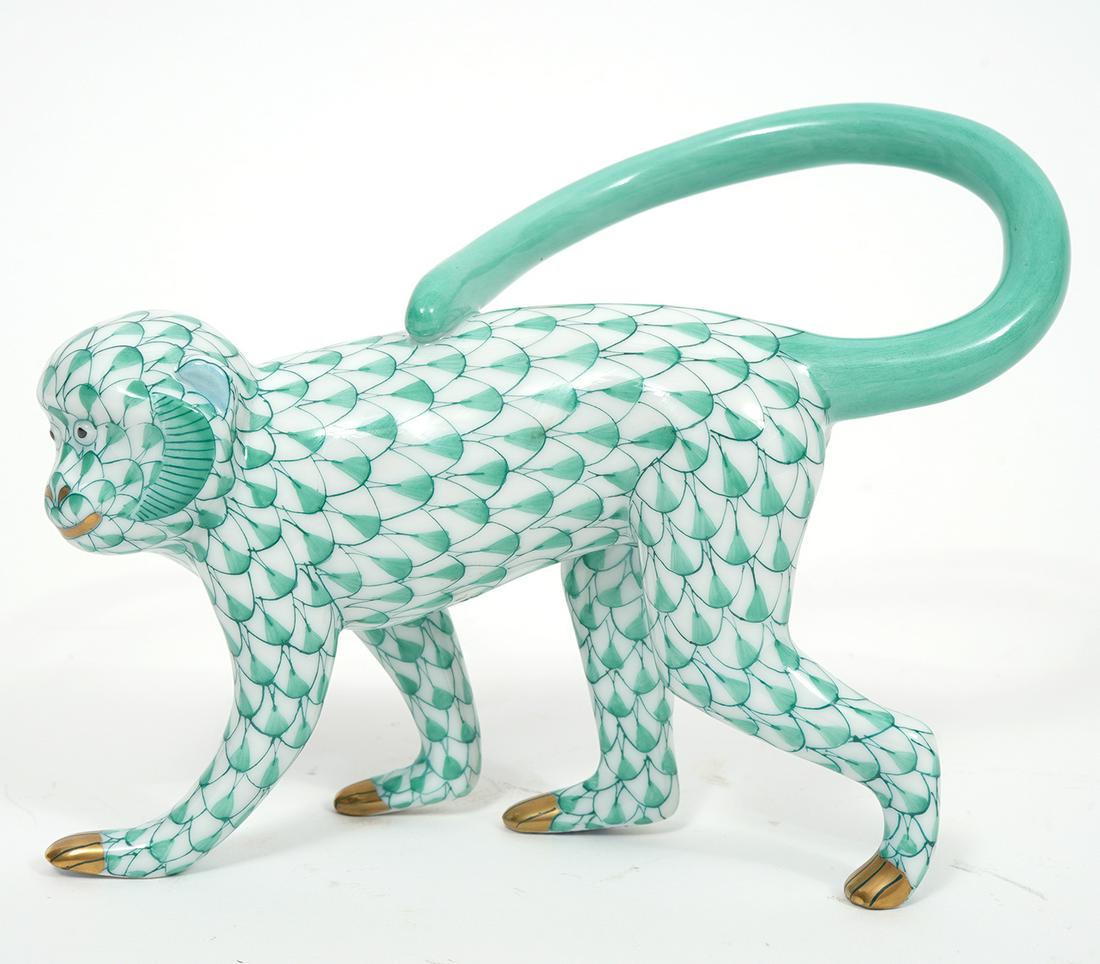 Herend Green Fishnet Monkey Porcelain Figure (1 of 5)