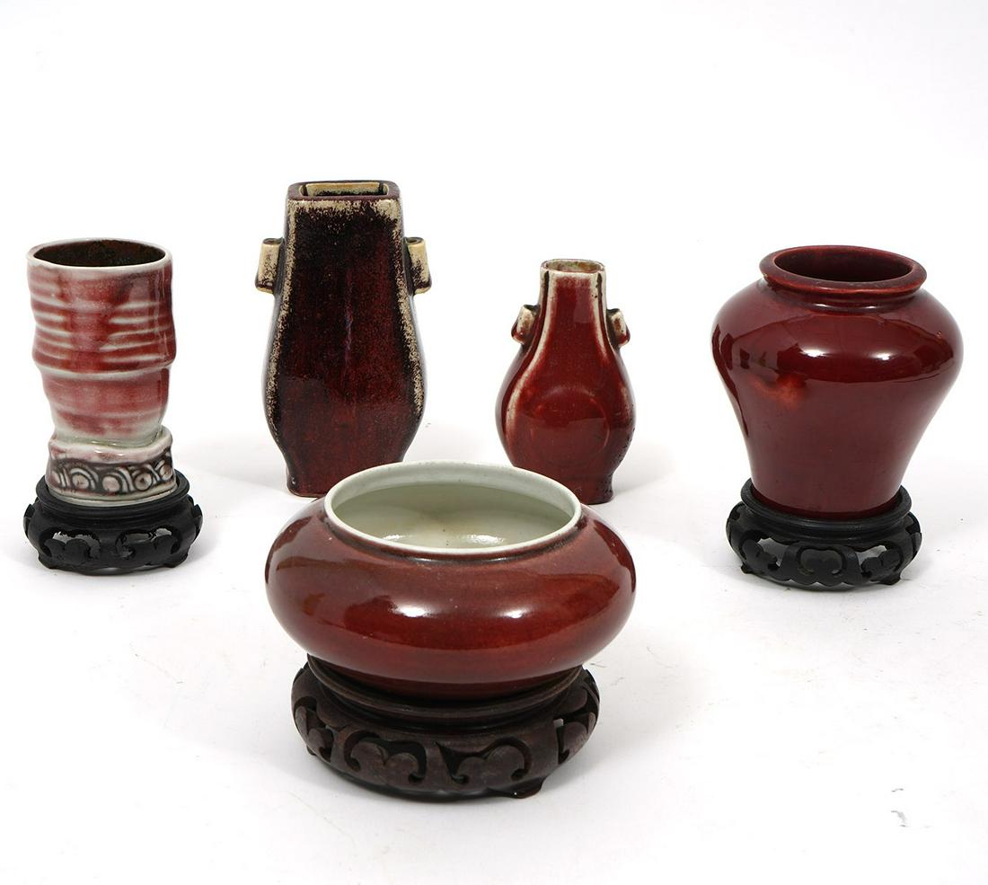 Chinese Oxblood Ceramic Group 5Pc (1 of 9)