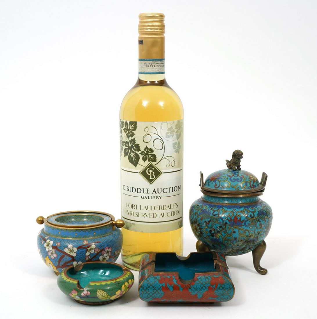 Chinese Cloisonne Ashtrays & Censer (1 of 11)