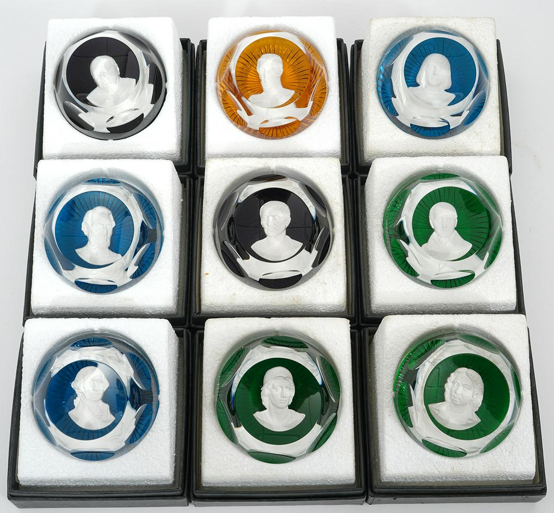 9 Baccarat Franklin Mint 'Leaders' Paperweights (1 of 7)