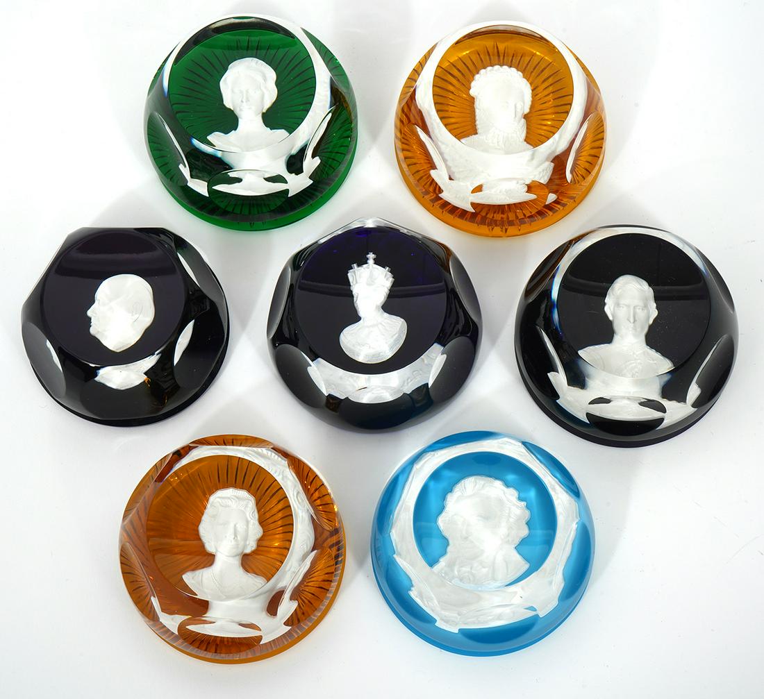 7 Baccarat Historial Brits Cameo Paperweights (1 of 5)