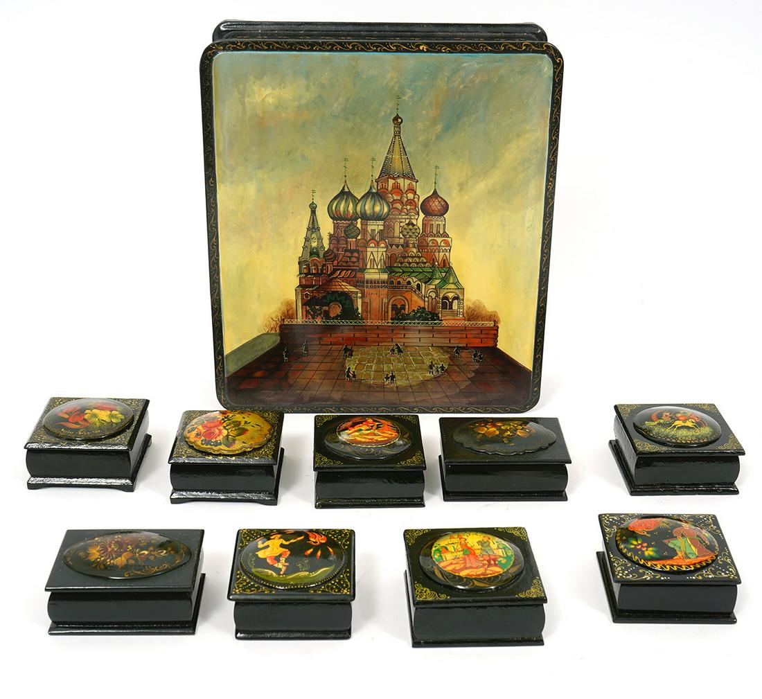 Group of Russian Lacquer Boxes (1 of 6)