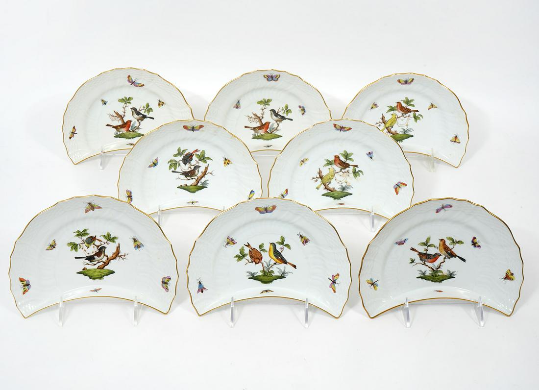 8 Herend "Rothschild Bird" Crescent Salad Plates (1 of 4)