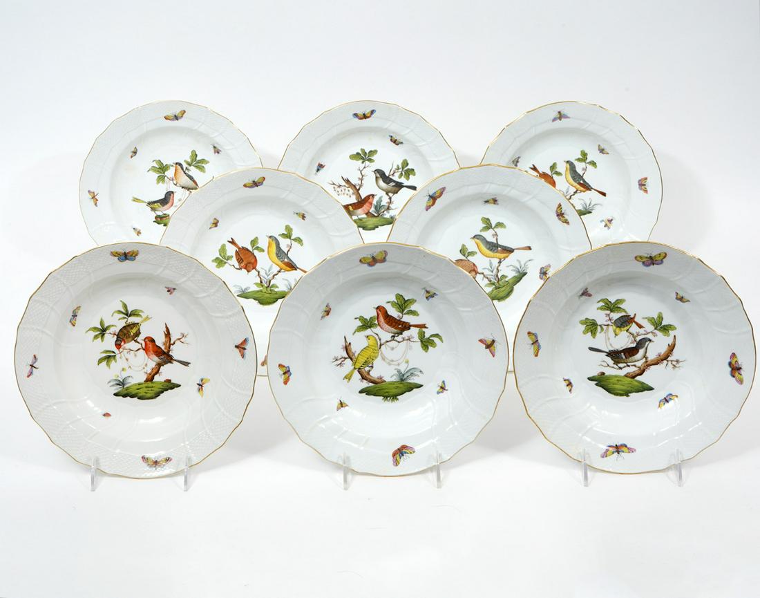 8 Herend "Rothschild Bird" Rimmed Soup Bowl (1 of 5)