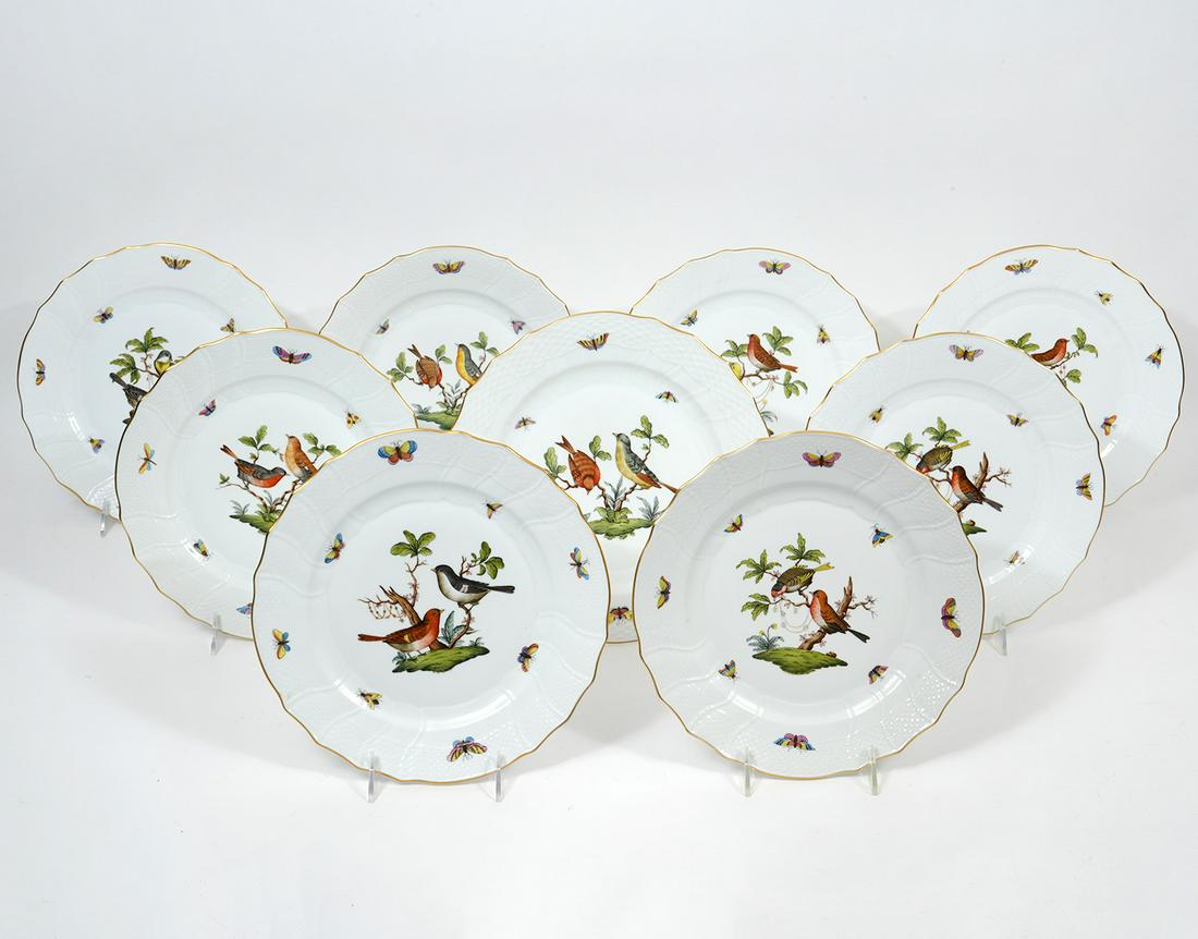 8 Herend Hungarian "Rothschild Bird" Dinner Plates (1 of 6)