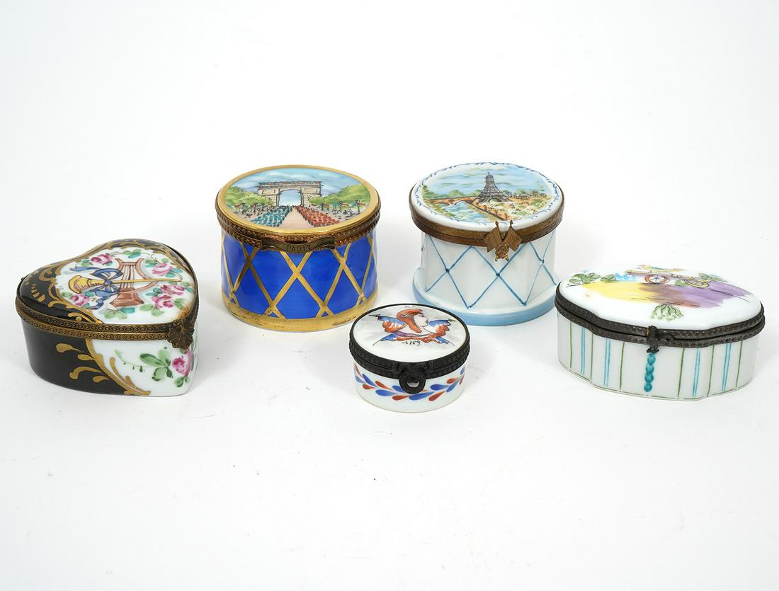 Group of 5 French Limoge Trinket Boxes (1 of 5)