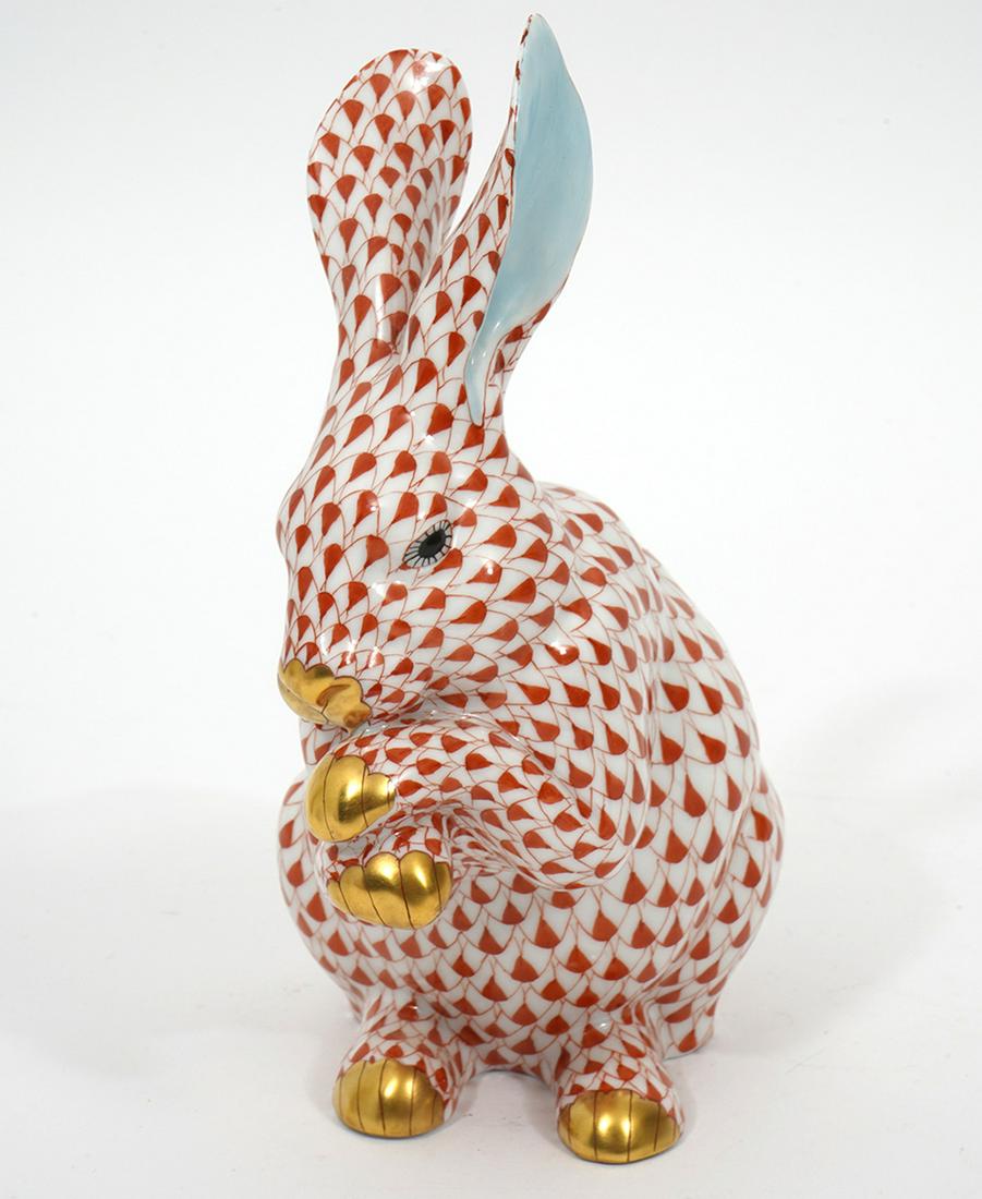 Herend Red Fishnet Rabbit Porcelain Figure (1 of 5)