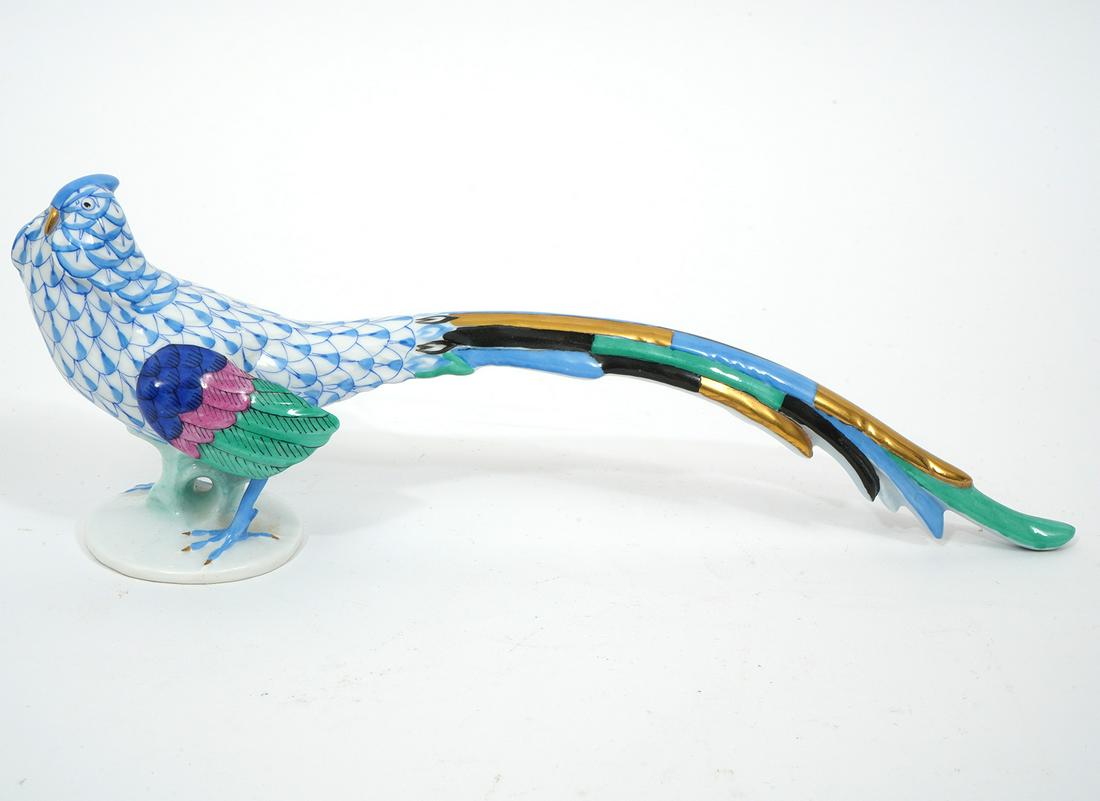 Herend Blue Fishnet Pheasant Porcelain Figure (1 of 5)