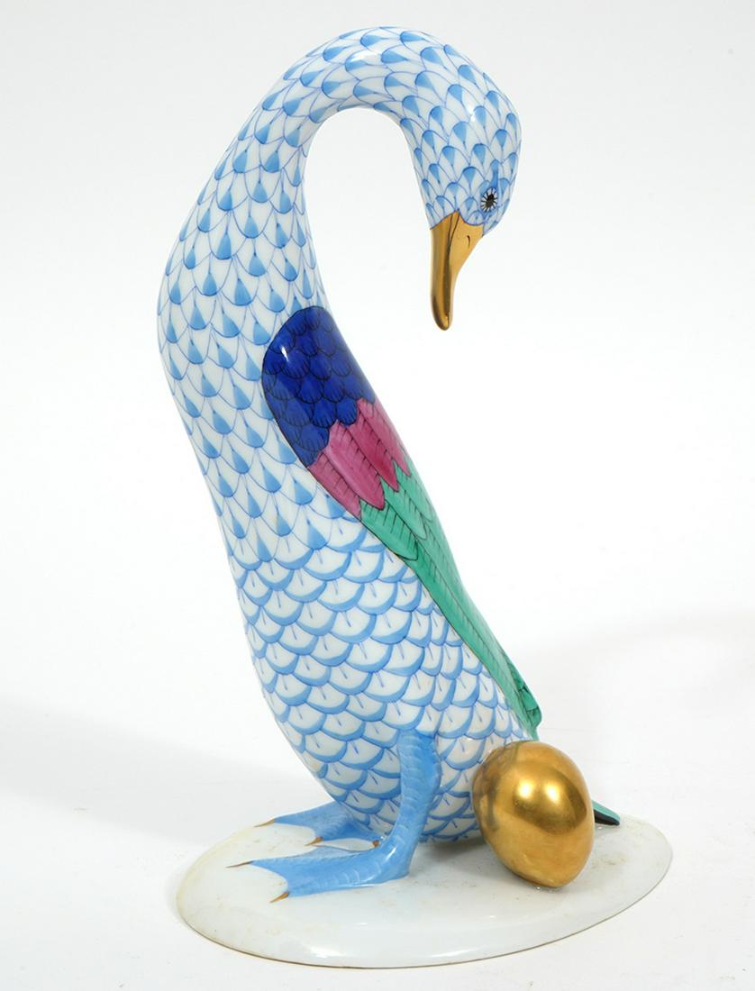 Herend Blue Duck With Gold Egg Porcelain Figure (1 of 5)
