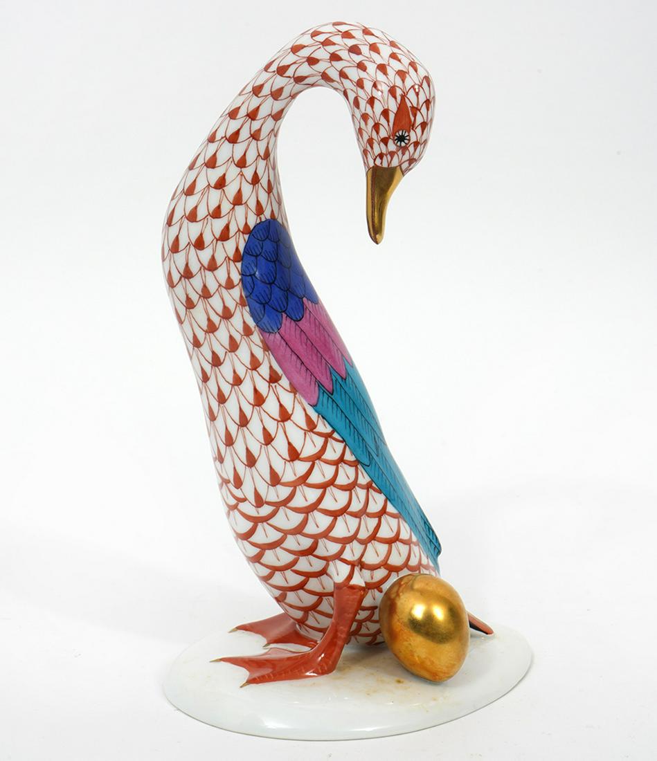 Herend Red Duck With Gold Egg Porcelain Figure (1 of 5)