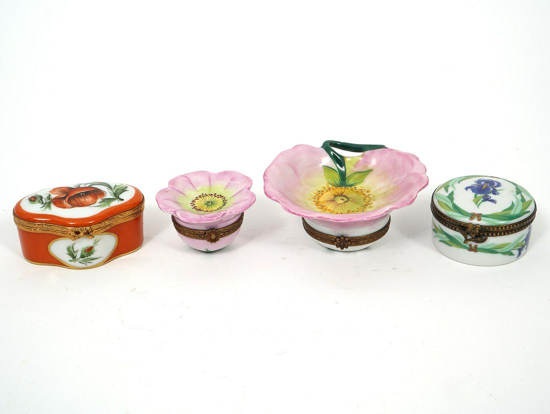 Four Flower Themed Limoges Trinket Boxes (1 of 5)