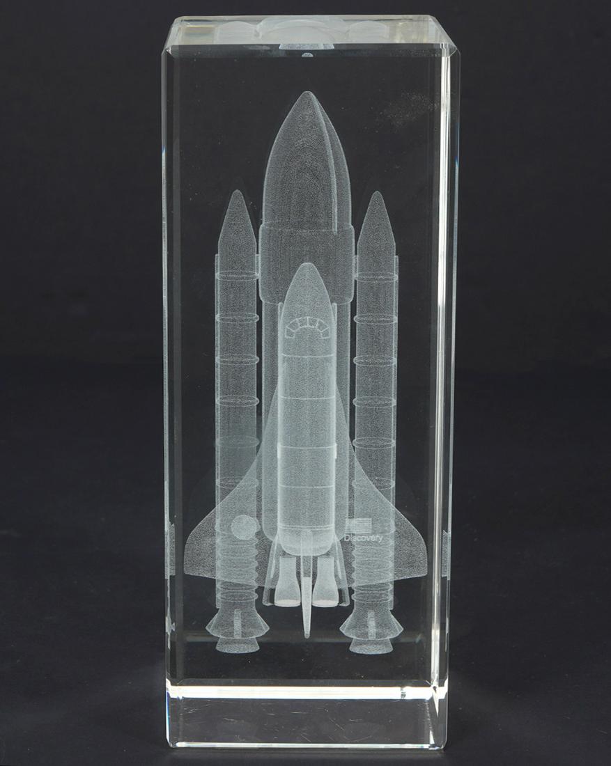 3-D Laser Etched Glass Space Shuttle (1 of 8)