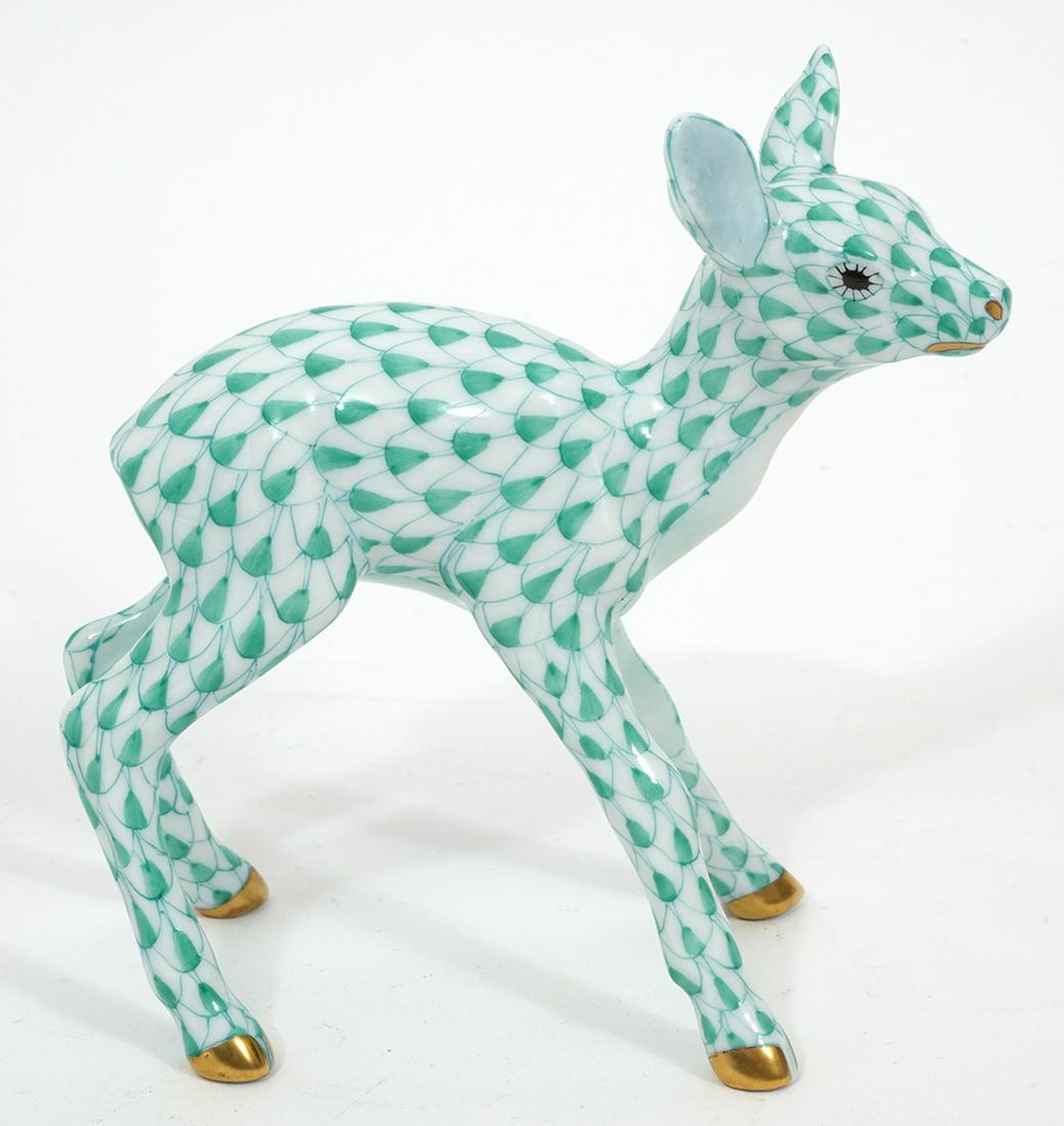 Herend Green Fishnet Deer Figure (1 of 4)