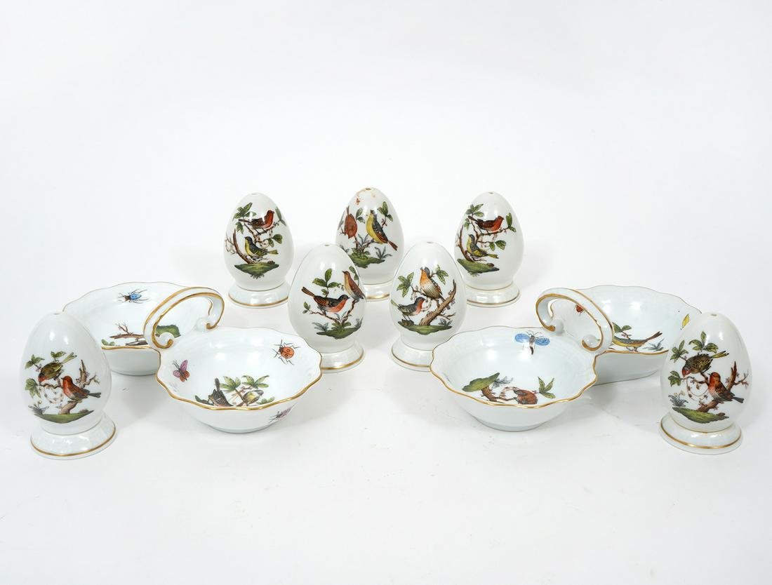 Herend Rothschild Bird Salt Shakers & Cellars 9pc (1 of 5)