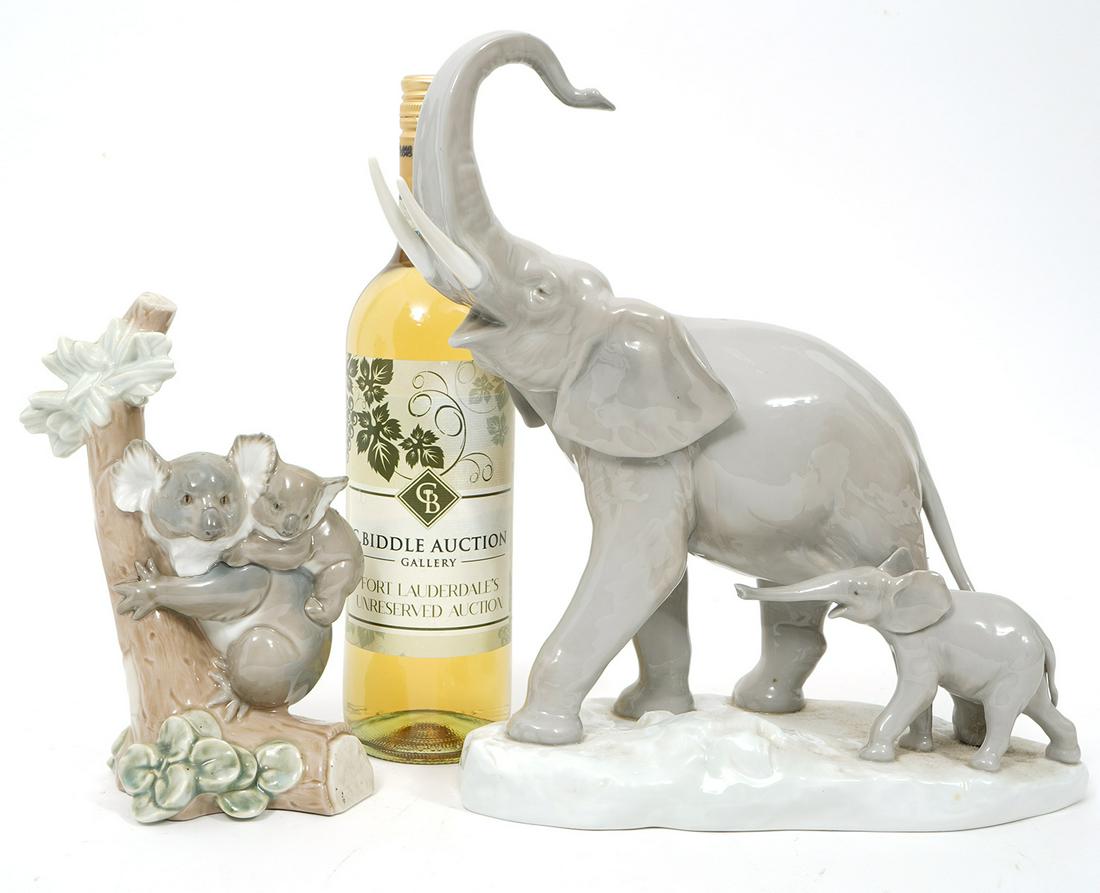 Lladro Porcelain Elephants & Koalas Group (1 of 8)