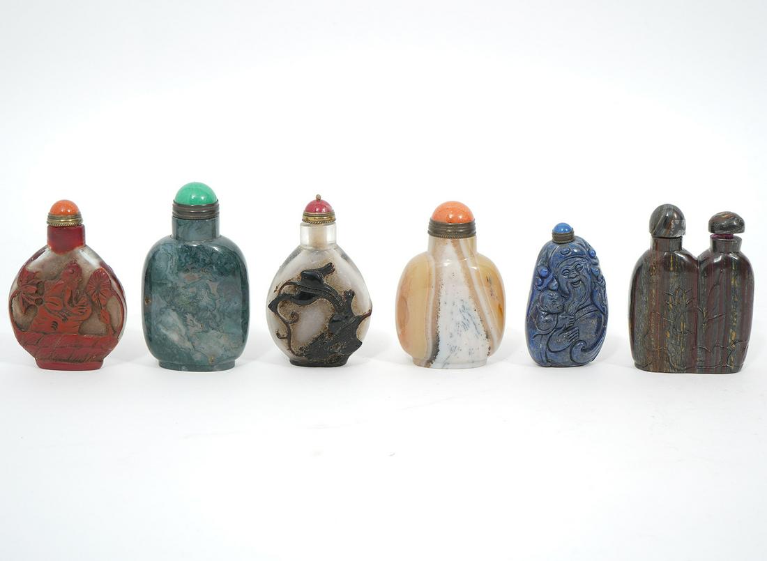 6 Chinese Mixed Materials Snuff Bottles (1 of 6)
