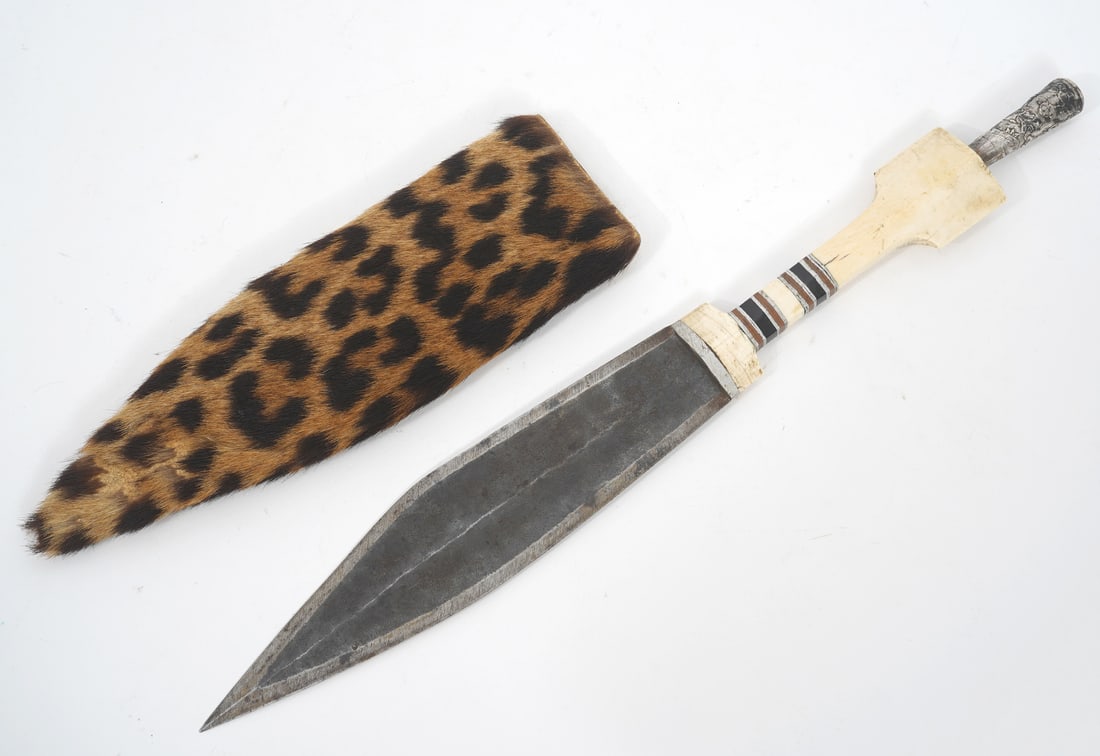 African Dagger w/ Silver Tipped Inlaid Handle (1 of 8)