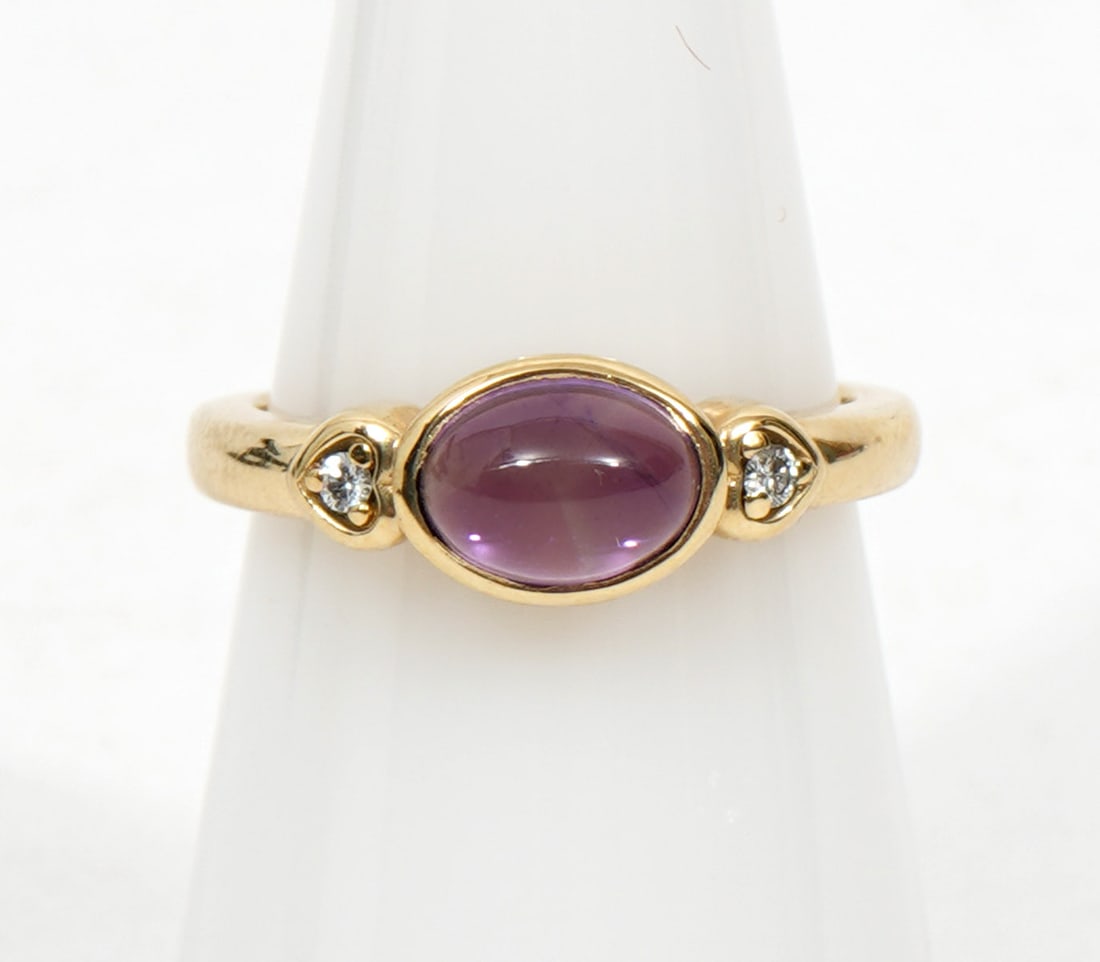 14K Yellow Gold Amethyst and Diamond Ring (1 of 8)