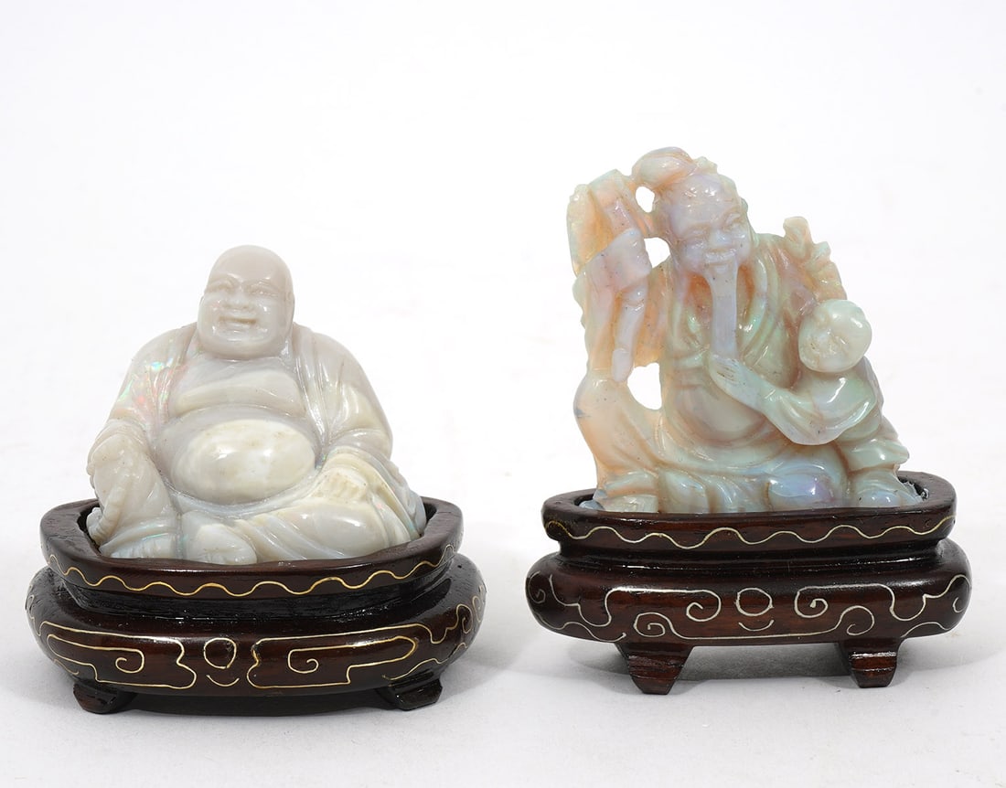Two Chinese Carved Opal Figures (1 of 6)