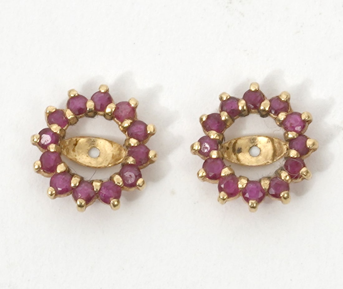 Pr. 14K Yellow Gold Natural Ruby Ear Jackets (1 of 3)