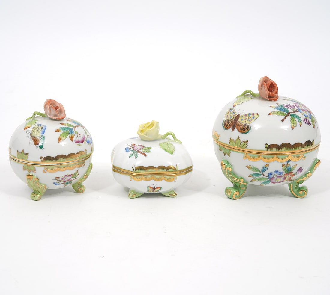 Herend 'Queen Victoria' Footed Boxes 3Pc (1 of 6)