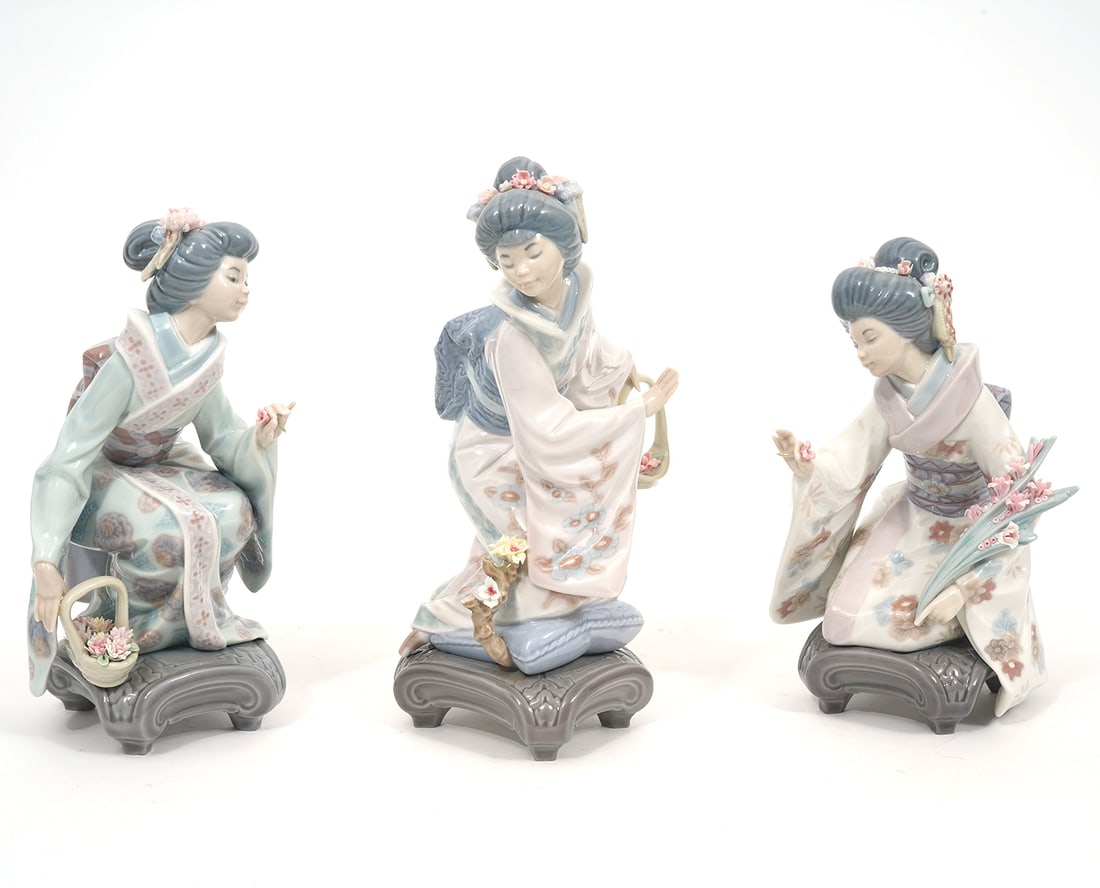 Lladro "Michiko" "Kiyoko" and "Yuki" Figures (1 of 9)