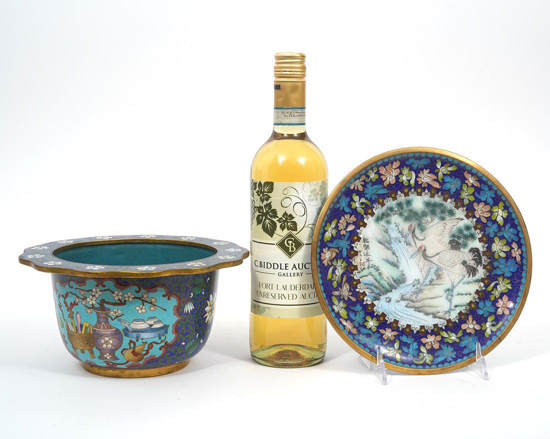 Chinese Cloisonne Flower Pot and Plate (1 of 12)