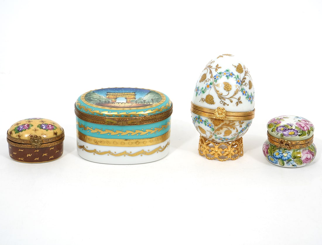 Group of 4 French Limoges Trinket Boxes (1 of 6)