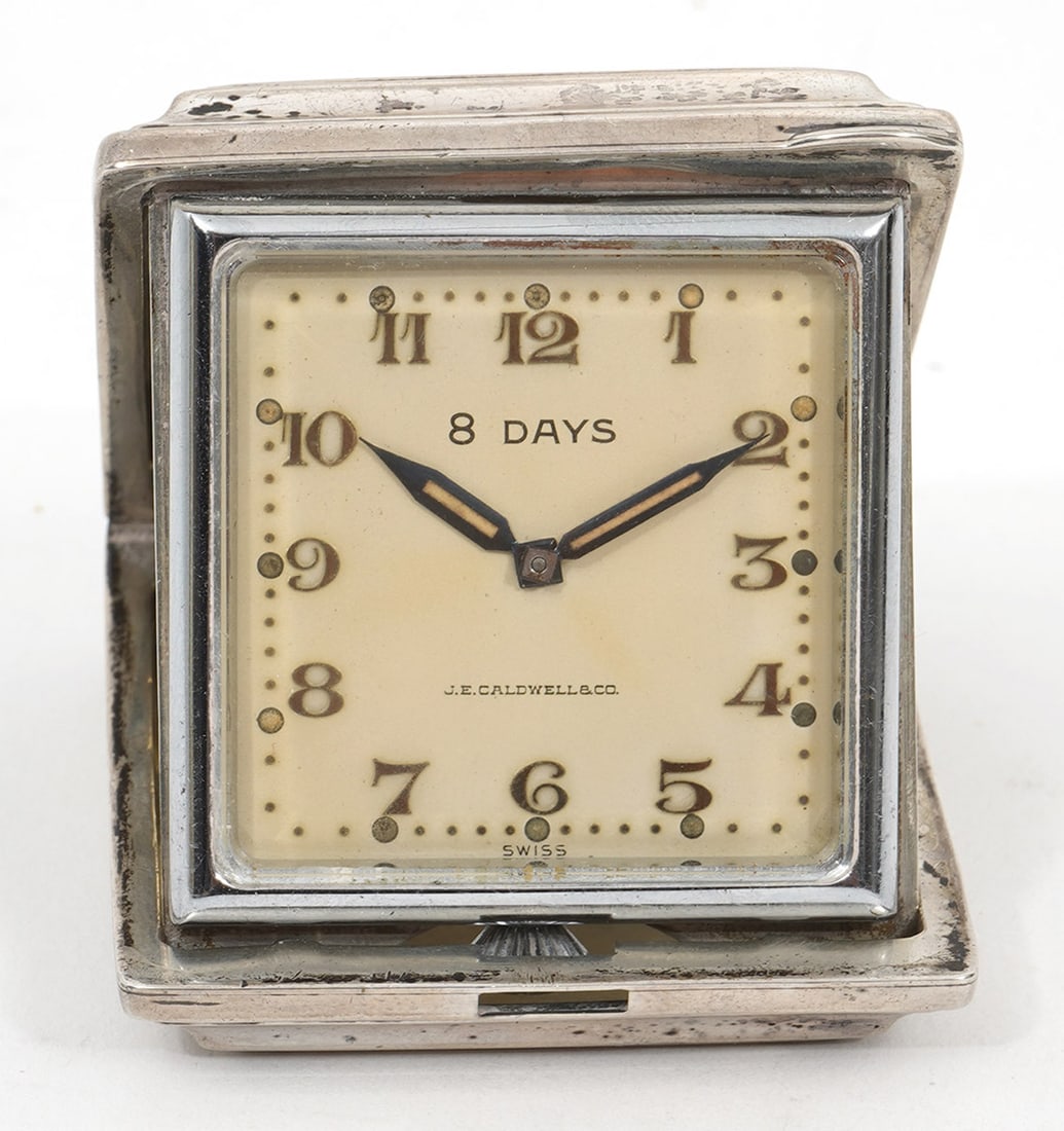 J.E. Caldwell Sterling Cased Travel Clock (1 of 9)