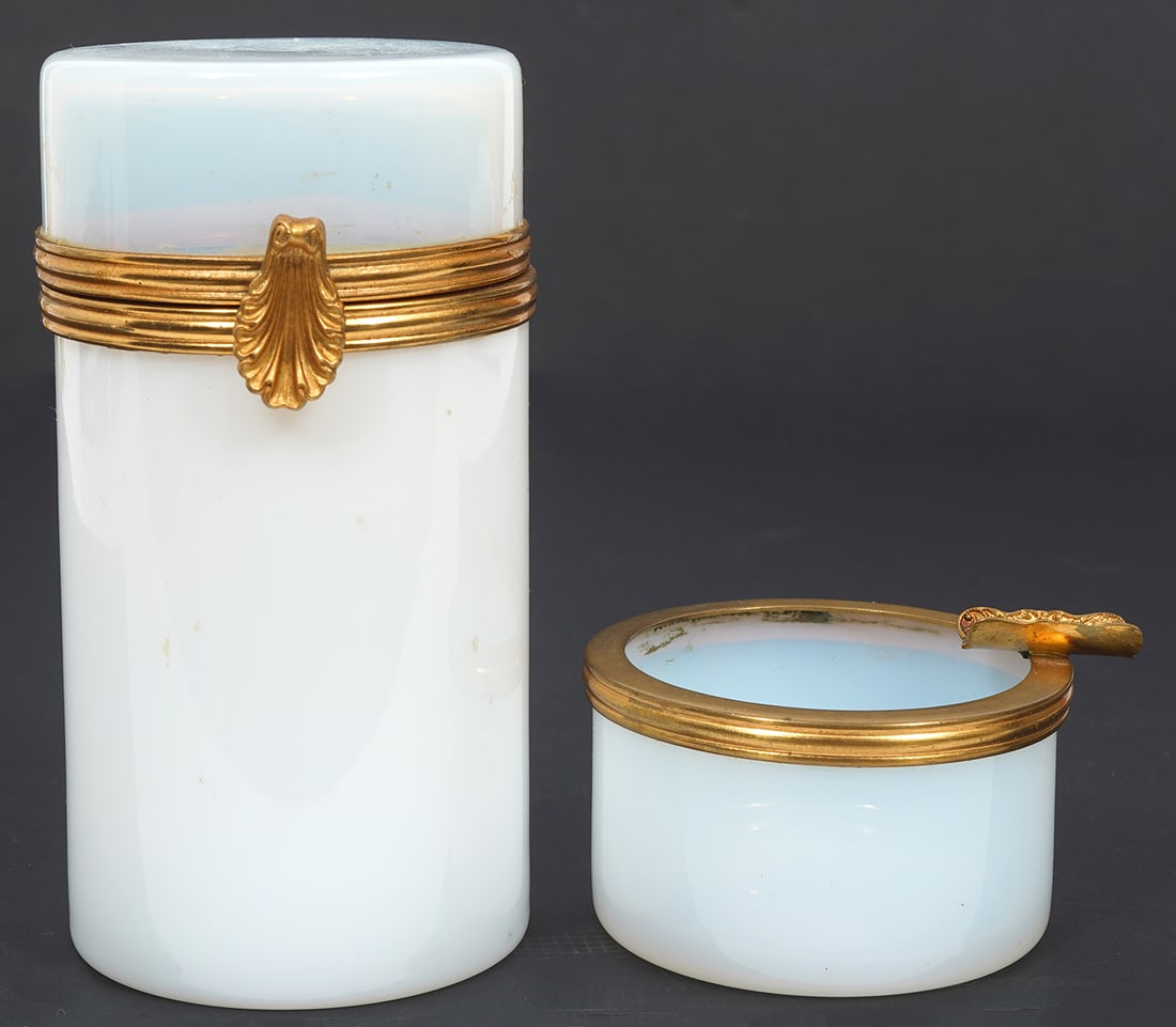 French Opaline Glass Bronze Box and Ashtray (1 of 5)