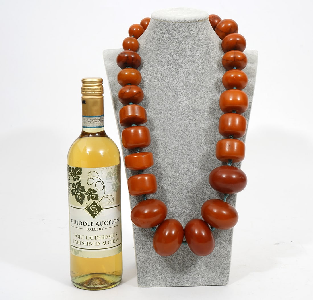 Large Graduated Amber Beads Necklace w/ Tassle (1 of 6)