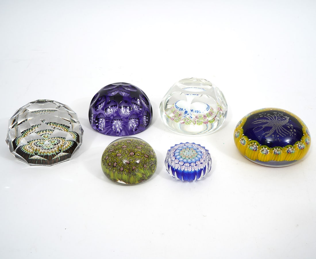 Group of Six Art Glass Paperweights (1 of 12)