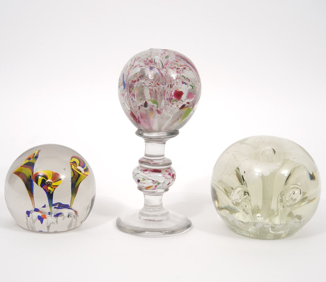 Three Large Art Glass Paperweights (1 of 10)