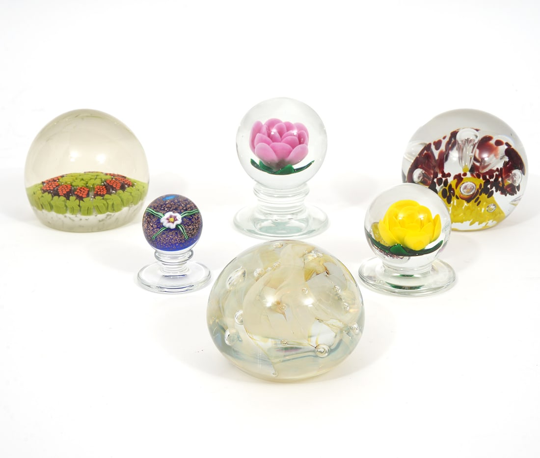 Group of Six Art Glass Paperweights (1 of 8)