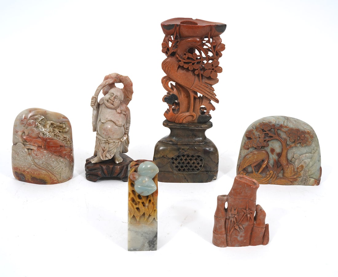 6Pc Chinese Carved Soapstone Group (1 of 11)