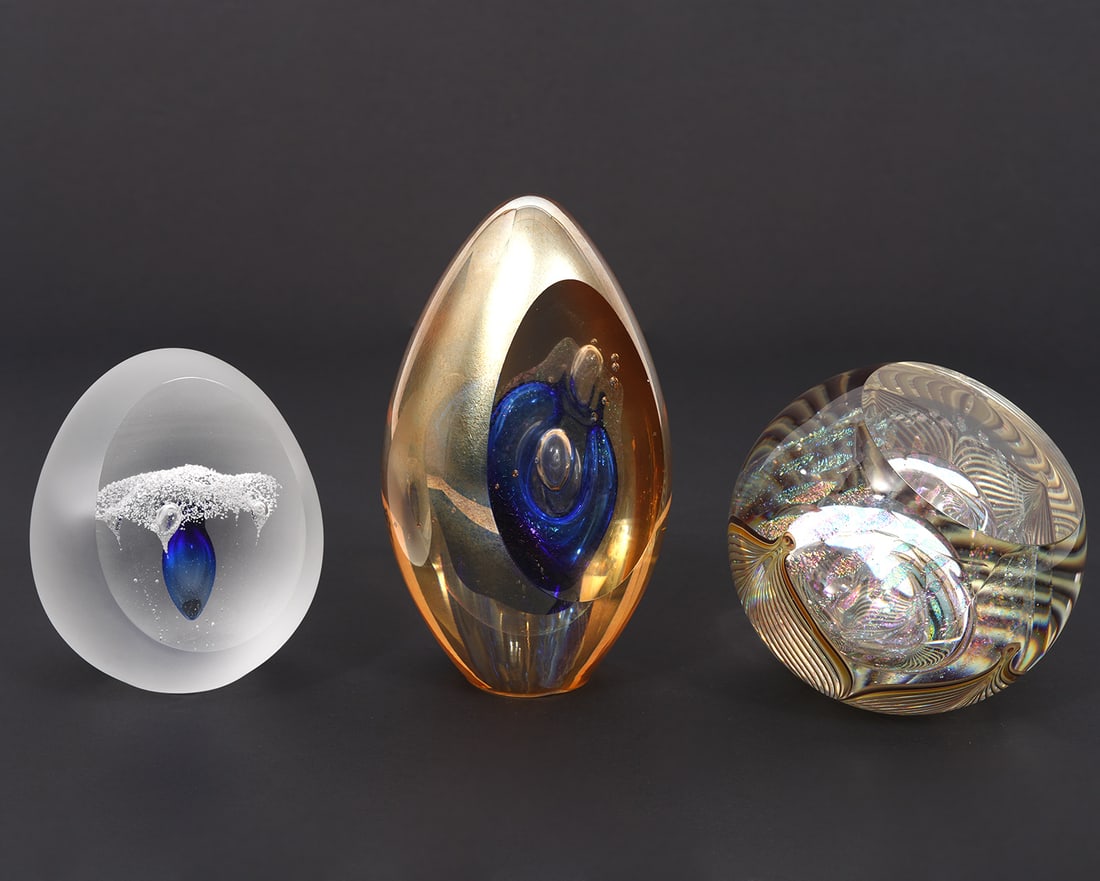 Three Sidecut Paperweights Signed (1 of 12)