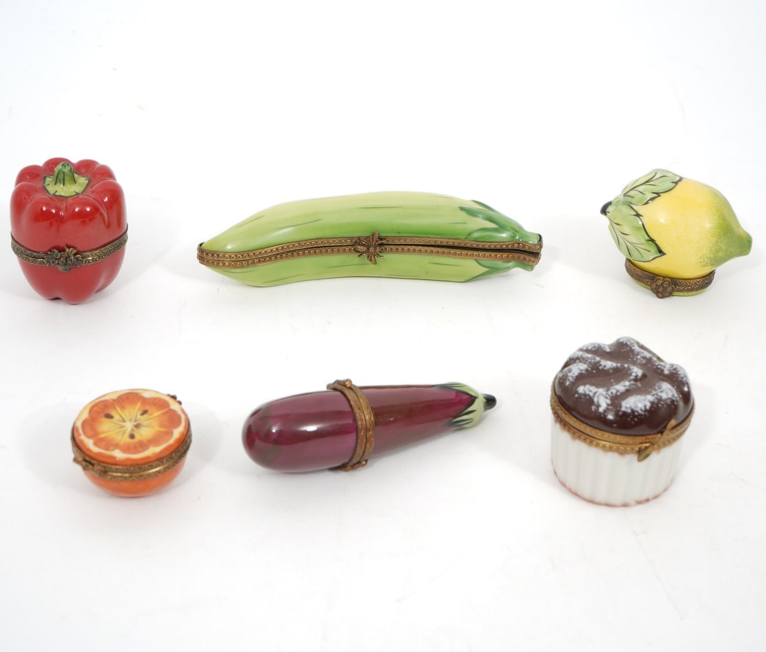 Six French Limoges Food-Shaped Trinket Boxes (1 of 5)