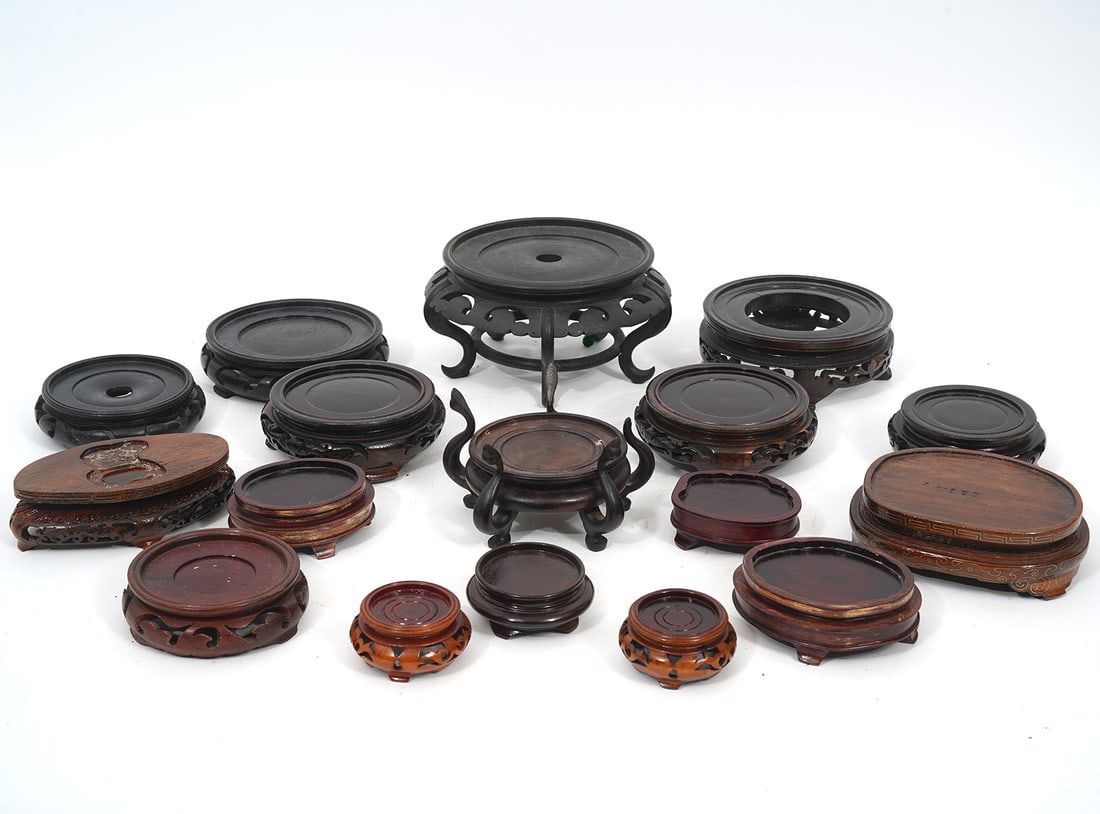 Group of 17 Chinese Carved Wood Stands (1 of 3)