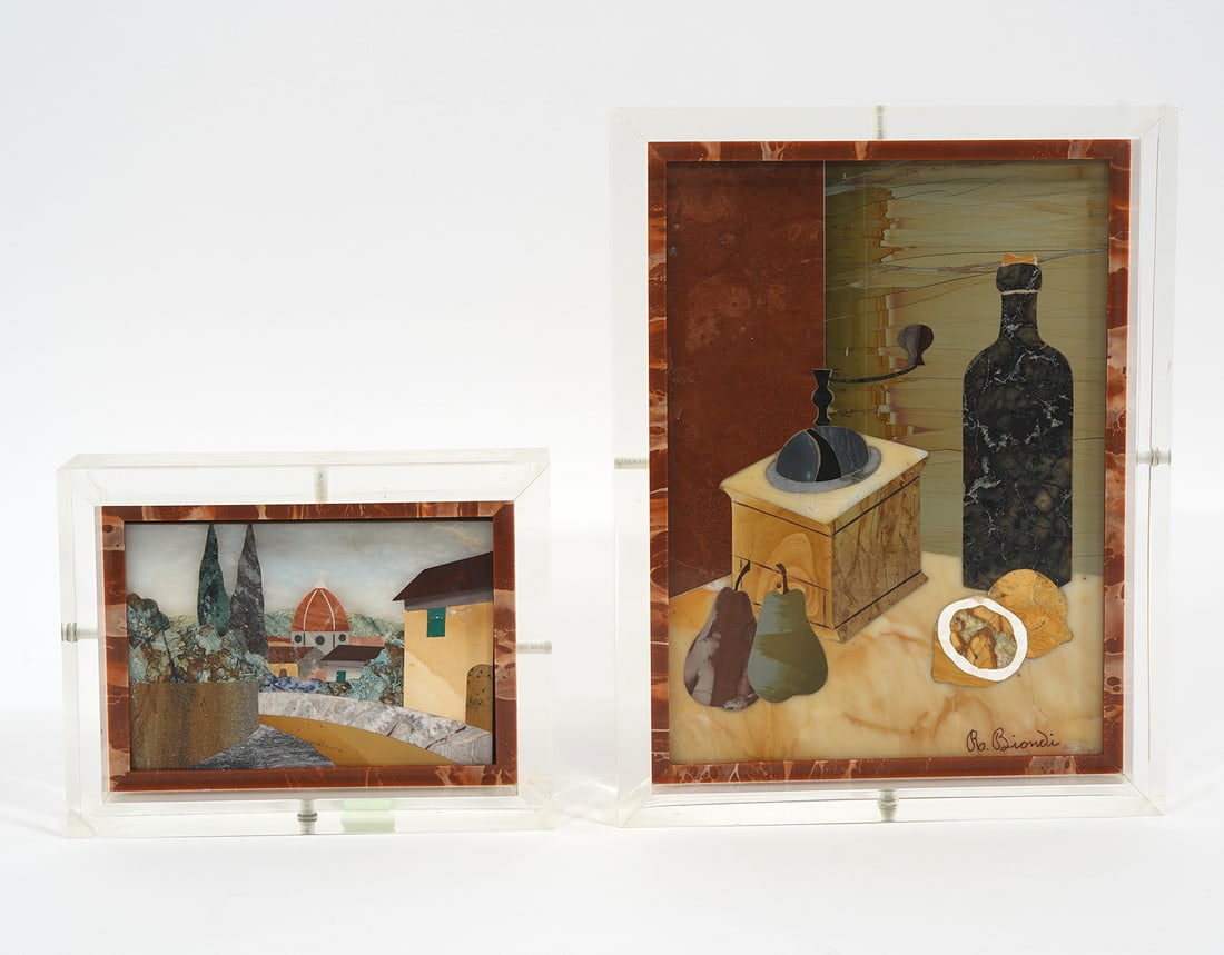 Two Italian Pietra Dura Plaques in Acrylic Frames (1 of 9)