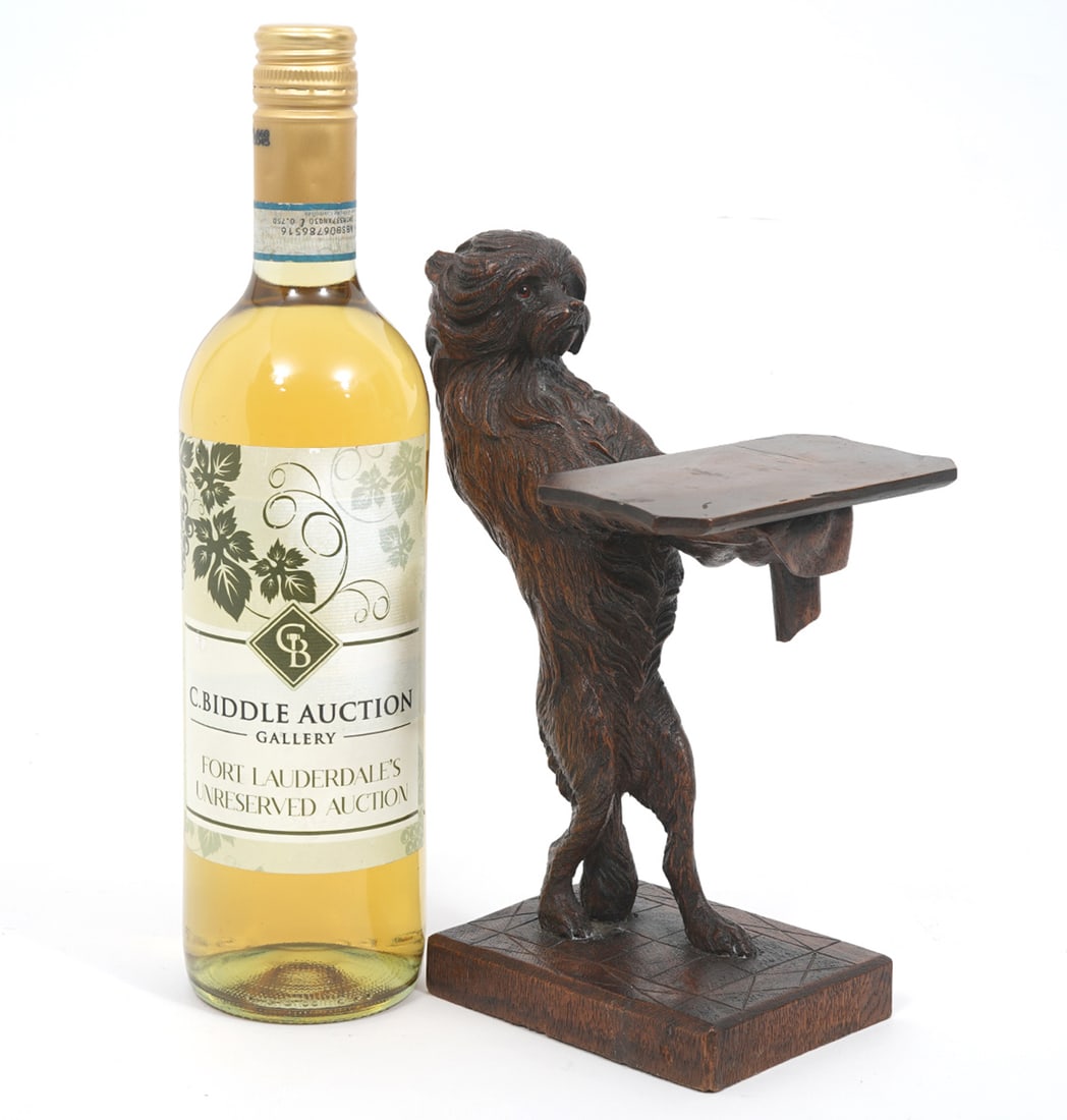 Carved Black Forest Dog Holding A Tray (1 of 8)